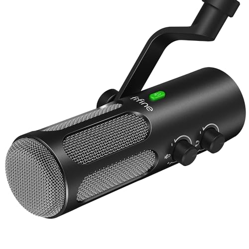 FIFINE XLR Dynamic Microphone for Podcast Streaming, USB/XLR Studio Microphone, PC Streamer Mic All Metal with Mute Button, Headphone Jack, for Vocal Voice Over Music Recording-AmpliTank Tank3