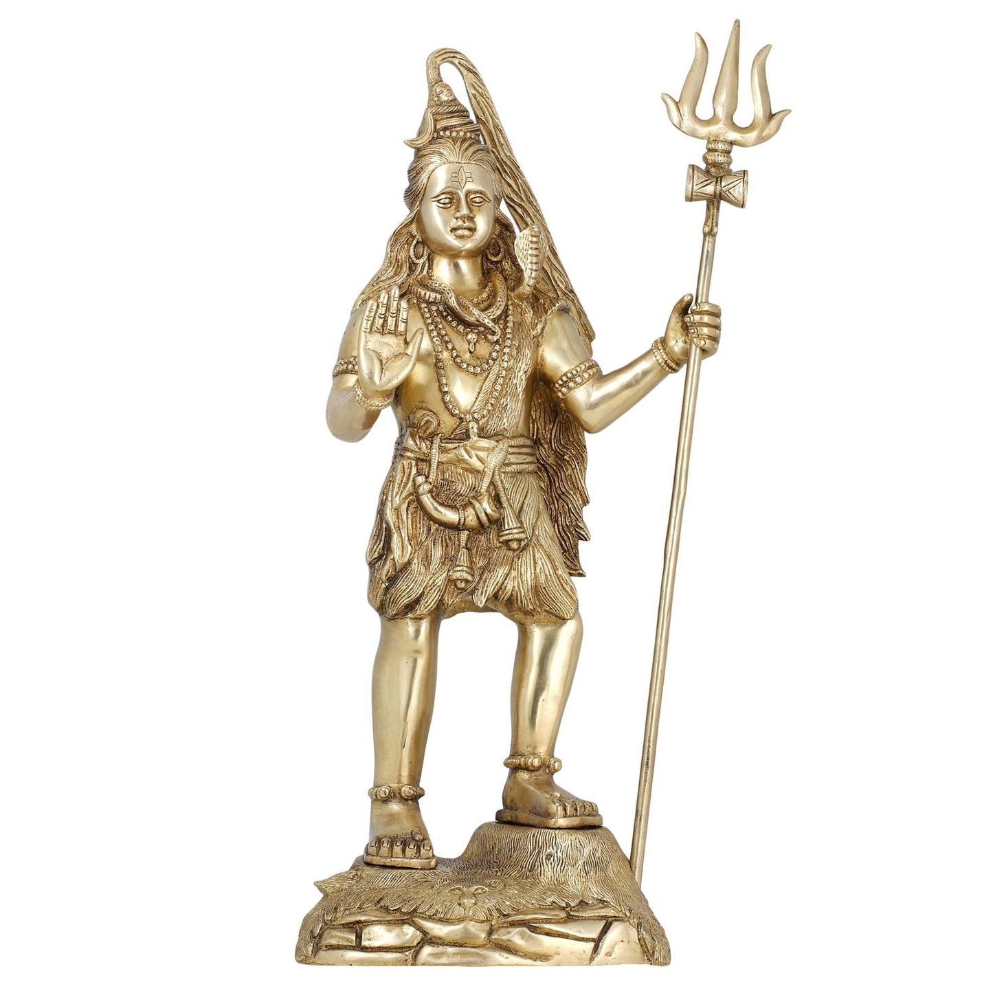 Shalinindia Shiva Statue Standing Hindu Decor, Golden