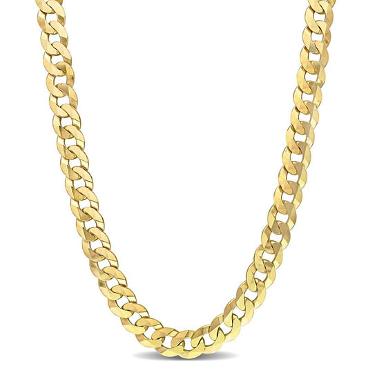 Curb Link Chain Men - Mens Silver Chain - Silver Chain for Women - Cuban Link Chain for Women - Silver Chain for Men - Cadena de Plata 925 para Hombre - Chain Necklace for Men and Women- (Curb Link - Yellow - 10MM - 24in)