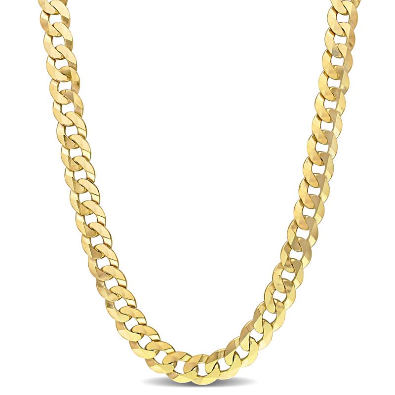 Curb Link Chain Men - Mens Silver Chain - Silver Chain for Women - Cuban Link Chain for Women - Silver Chain for Men - Cadena de Plata 925 para Hombre - Chain Necklace for Men and Women- (Curb Link - Yellow - 10MM - 24in)