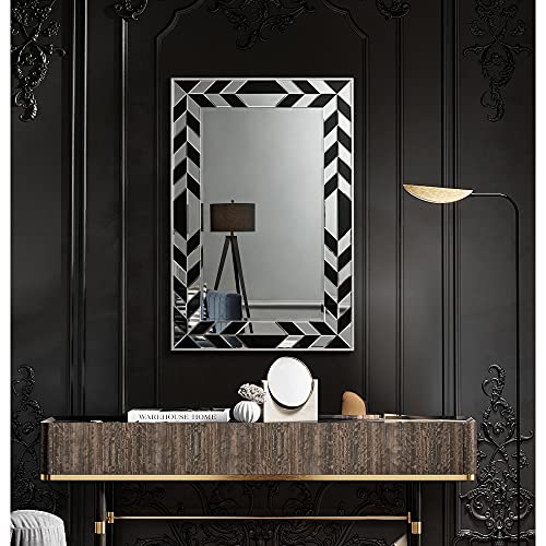 Inspired Home Zahra Rectangular Accent Wall Mirror - 47.2"x31.5", Silver Polished, Decorative Hanging
