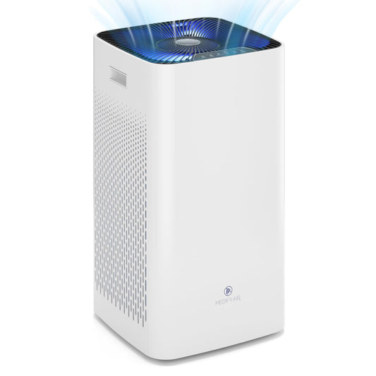 Medify MA-112 UV Light Air Purifier with True HEPA H14 Filter | 4,455 ft² Coverage in 1hr for Wildfires Smoke, Odors, Pollen, Pets | Quiet 99.9% Removal to 0.1 Microns | White, 1-Pack