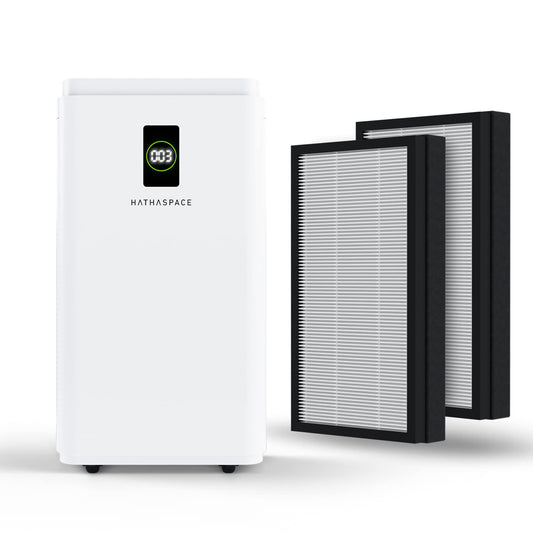 HATHASPACE Smart Air Purifiers with True HEPA Air Filter for Office - for Allergens, Pets, Smoke, Quiet Air Cleaner, Removes 99.9% of Dust, Pet Dander, Odors, Pollen - HSP003