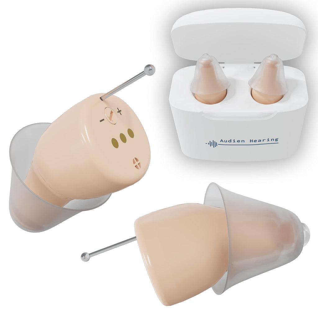 Audien ATOM PRO Wireless Rechargeable Hearing Amplifier to Aid and Assist Hearing, Premium Comfort Design and Nearly Invisible