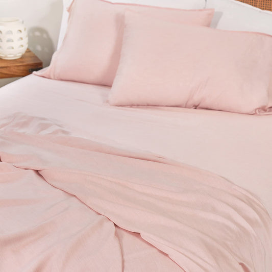 Buffy 100% Eucalyptus Lyocell Sheet Set - Silky Soft, Cool-to-The-Touch, Naturally-Dyed 4 Piece Set w/ 15” Deep Pockets (Pink, Queen)
