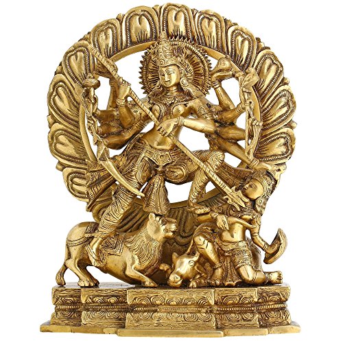 Goddess Devi Durga Maa Idol Brass Statue for Dussehra Puja Hindu Festival 12 Inch