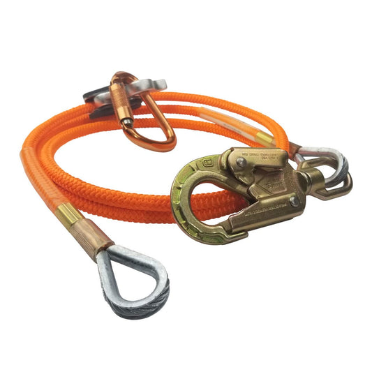 Steel Core Flip Line Kit for Tree Climbing, 1/2 in x 12 ft - USA Made w/Better Grab Adjuster & Steel Swivel, Arborist Equipment Positioning Lanyard for Climbing Trees