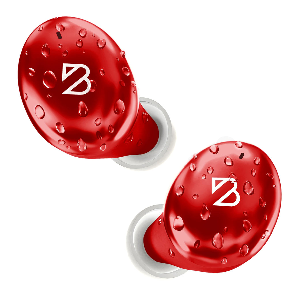 Tempo 30 Wireless Earbuds for Small Ears - Award-Winning Sound, Sweatproof Bluetooth Earbuds, Christmas Tech Gifts for Women and Men, Bluetooth Ear Buds for Women, Red Earphones for Small Ear Canals