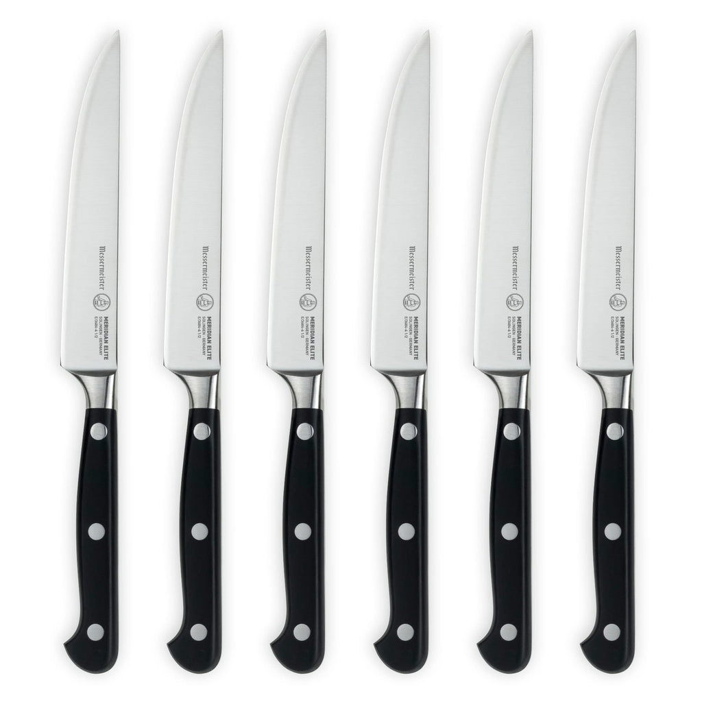 Messermeister Meridian Elite Fine Edge Steak Knife Set - Rust Resistant & Easy to Maintain - Includes 6 Steak Knives