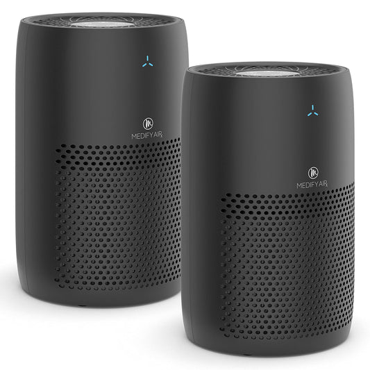 Medify MA-22 Air Purifier with True HEPA H13 Filter | 555 ft² Coverage in 1hr for Allergens, Smoke, Wildfires, Dust, Odors, Pollen, Pet Dander | Quiet 99.9% Removal to 0.1 Microns | Black, 2-Pack