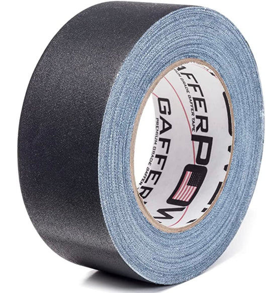 Gaffer Power Real USA Professional Grade Gaffer Tape, Made in The USA, Heavy Duty Gaffers Tape, Non-Reflective, Multipurpose. 2 Inches x 30 Yards, Black (Case of 24)