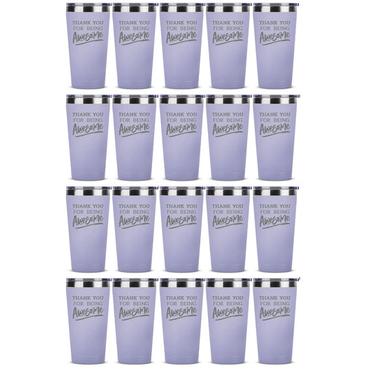 Sodilly Thank You For Being Awesome - Employee Appreciation Gifts Bulk - Thank you Gifts - Travel Mug Coffee Tumbler Set of 20 - Stainless Steel Cups Insulated Tumblers with Lids - 16 oz Lilac