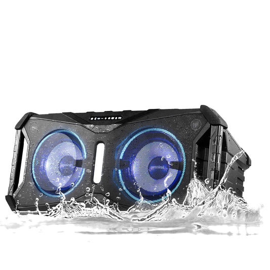 Gemini Sound SOSP-8BLK 400W Floating Waterproof Wireless Bluetooth Speaker with LED Light Show, 24-Hour Battery Life, Dual 8” Woofers & NFC Pairing - Perfect for Pool Parties, Beach, Travel & Home Fun