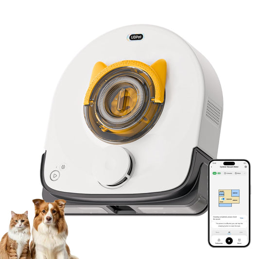 UBPET 22,000 Pa Robot Vacuum for Pet Hair, Robot Vacuum Cleaner High Suction, Ideal for Carpet, Square Robot Vacuu (White)