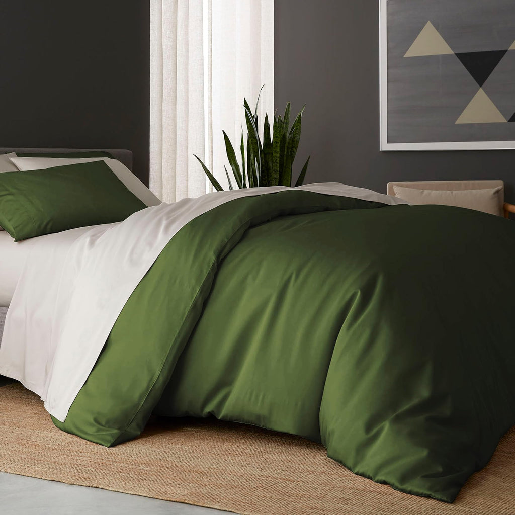 DOZ Sheet Set + Duvet Cover Set. 1 Fitted Sheet, 1 Top Sheet, 1 Duvet Cover, 2 Pillowcases, 2 Shams (Forest, King)