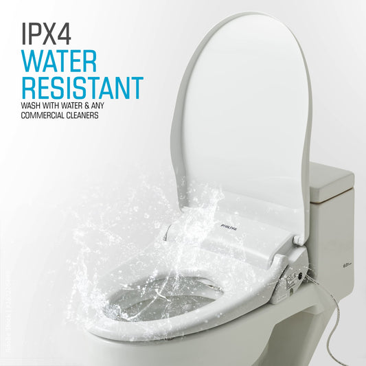 Bidet Attachment for Toilet with Warm Water, Heated Bidet Toilet Seat, Dryer, All-Stainless Steel Nozzle, and Full Function Remote Control - Saves Toilet Paper and Prevents Toilet Clog (Round)