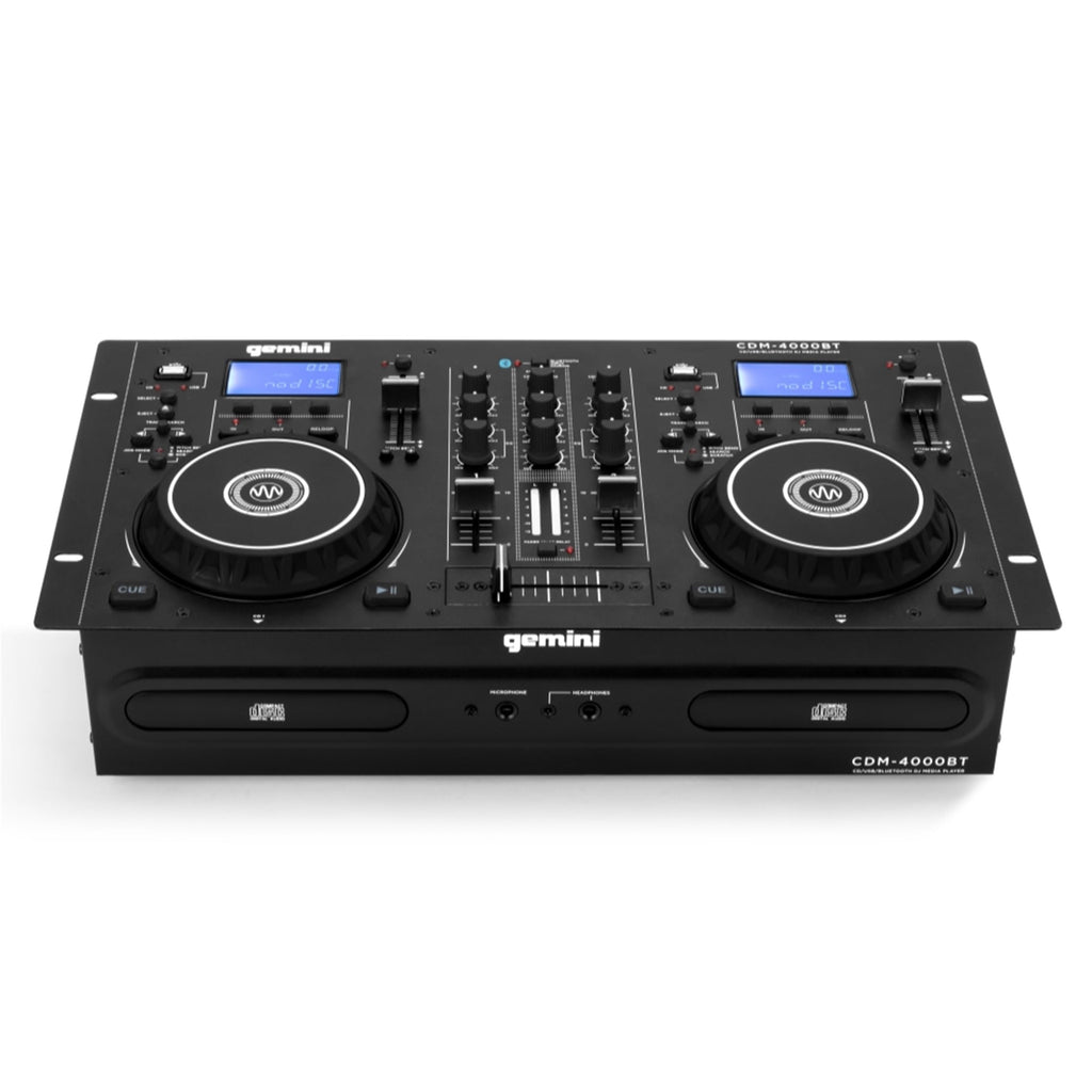 Gemini Sound CDM-4000BT: All-in-One DJ CD Player & Mixer Combo with Bluetooth - Ideal for Aspiring DJs, Dual CD/USB for Home & Event Use, User-Friendly Controls with Jog Wheels and Pitch Control