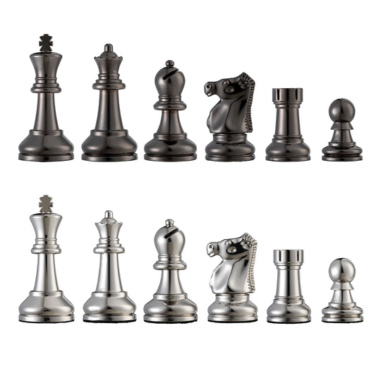 Bobby Fischer Ultimate Metal Staunton Chess Set with 3.75 in. King – Weighted Chess Pieces Only, Silver & Black, Luxury Chess Set, & Premium Tournament Chess Set for Adults