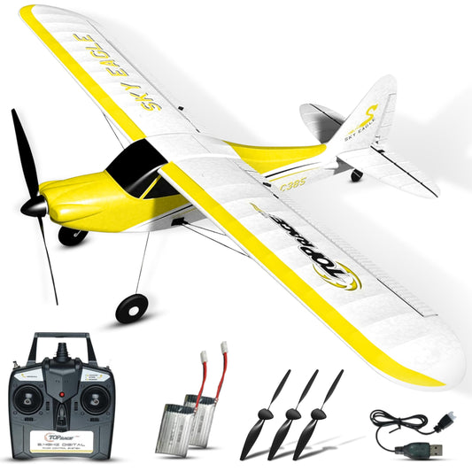 Top Race RC Plane - 4-Channel Remote Control Airplane for Adults and Advanced Kids - 20-Inch Wing Span, Stunt Flying with 6-Axis Gyro Stabilizer - Ready to Fly with Spare Propellers, Easy to Control