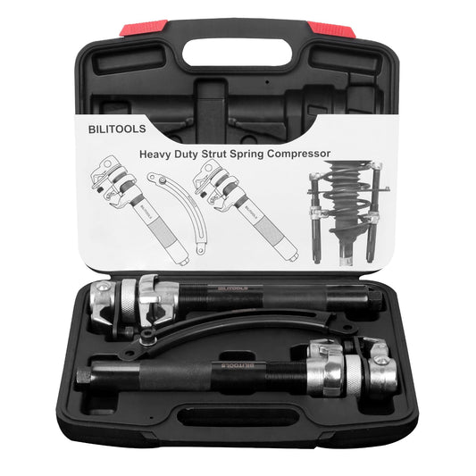 BILITOOLS 2-Piece Coil Spring Compressor Tool Heavy Duty Macpherson Strut Spring Compressor Set with Safety Jaws and Holder, Max Load.2645LB