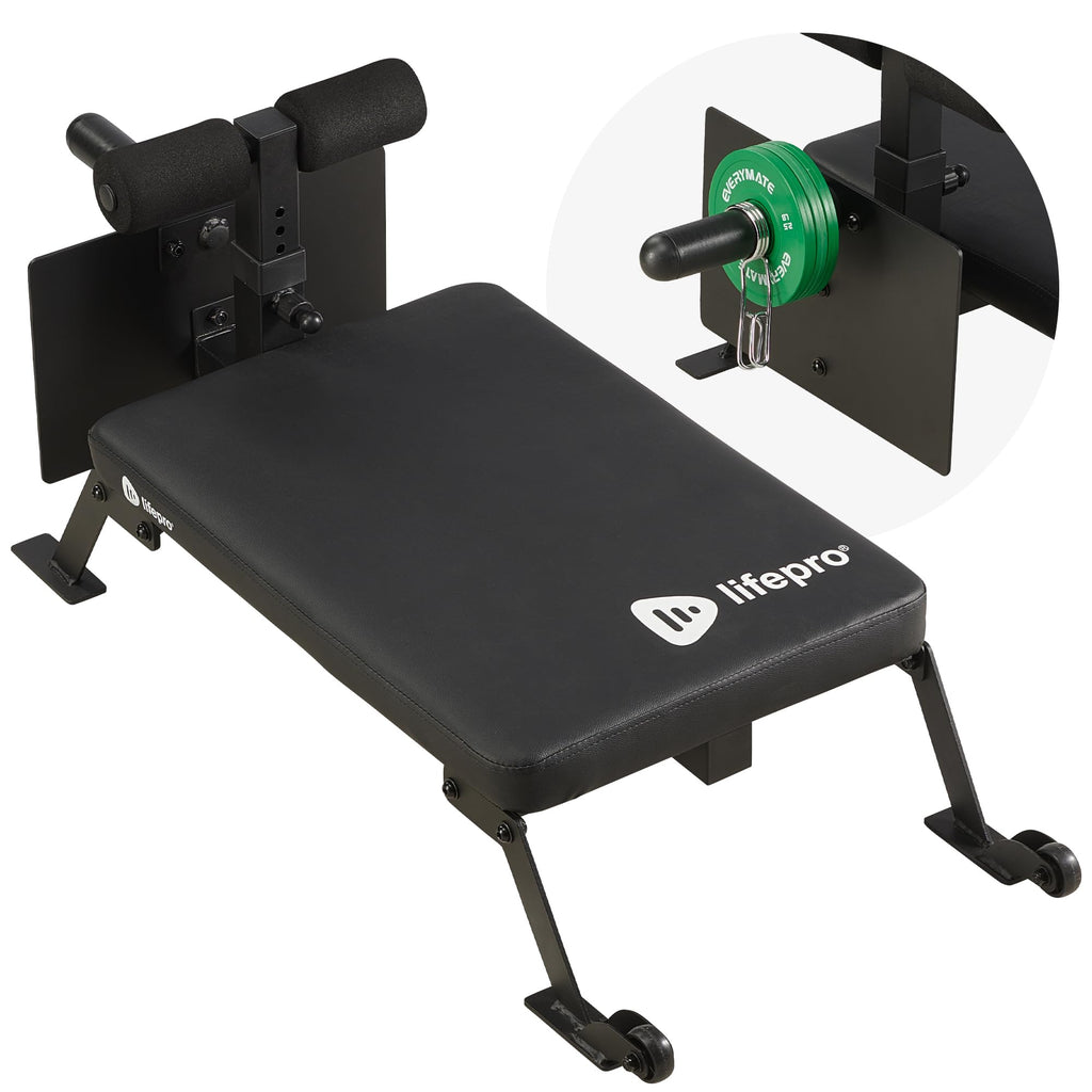 Lifepro Nordic Curl Workout Bench - Home Gym Hamstring Curl Machine & Glute Bench with Transport Wheels - Works with 1