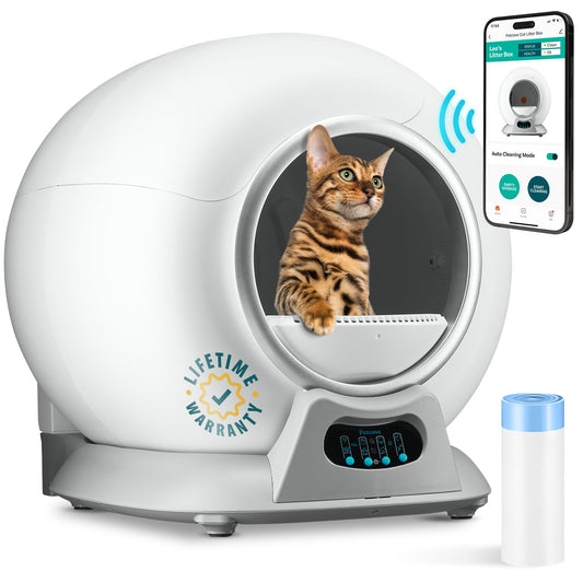 PetCove Self Cleaning Litter Box, Automatic Cat Litter Box Self Cleaning for Multiple Cats, Robot Automatic Litter Box Scoop Free Covered Ultra Cleaning -Odor Removal -APP Control Smart Litter Box