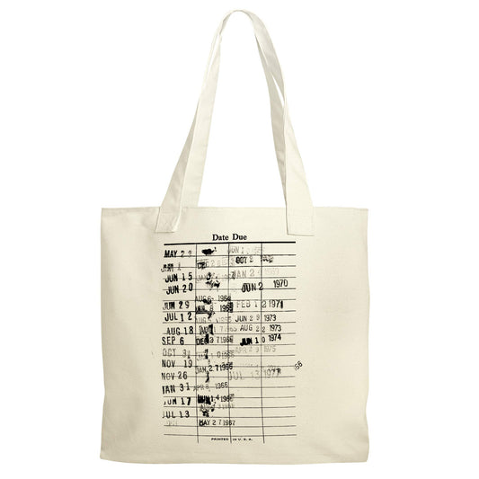 Vintage Library Checkout Dates Reusable Canvas Tote Bag - Eco-Friendly Book Bag