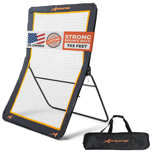 ACELETIQS Lacrosse Rebounder for Backyard 5x7 Feet Baseball Rebounder Volleyball Rebounder - Lacrosse Ball Pitchback, Throwback, Bounce Back Training Wall [Carry Bag Included]
