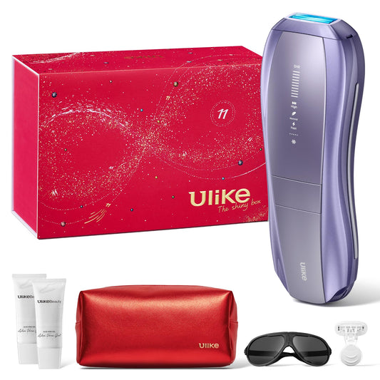 Ulike Laser Hair Removal, Air 10 IPL Hair Removal Device with Ice Cooling, Dual Lights, SHR Mode for Women & Men, Limited Holiday Set with Aloe Vera Gels, Gem Stickers, Christmas Cards & Storage Bag