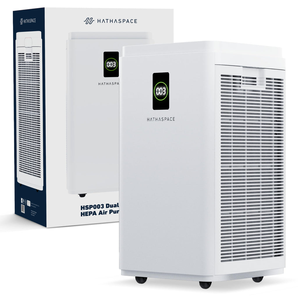 HATHASPACE Smart Air Purifiers - True HEPA Air Purifier, Cleaner & Filter for Allergies, Smoke, Pets - Eliminator of 99.9% of Dust, Pet Hair, Odors - HSP003 - 2800 Sq. Ft.