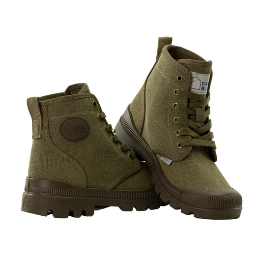 Farm Blue Men's Ranger Boots in OD Green - High Top Hiking Shoes for Men - Water-Resistant Canvas Combat Boots with Orthotic Insoles - Tactical Shoes for Casual, Work, or Outdoor Wear (OD Green, 13)