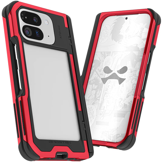 Ghostek Atomic Slim Pixel 9 Pro Fold Case with Built-in Kickstand and Full Hinge Protection Military Grade Metal Protective Phone Cover Designed for 2024 Google Pixel 9 Pro Fold (8") (Red)