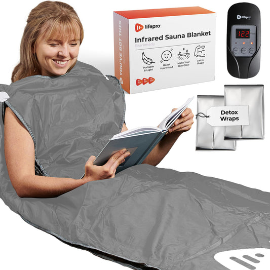 LifePro Sauna Blanket for Detoxification - Portable Far Infrared Sauna for Home Detox Calm Your Body and Mind Large Gray - Sauna for in-Home Use