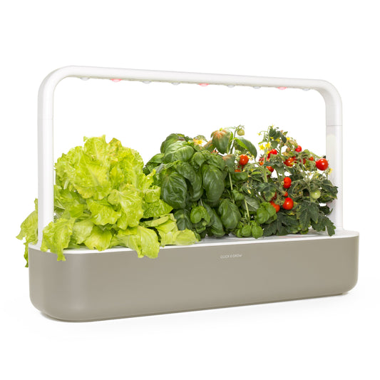 Click & Grow Indoor Herb Garden Kit with Grow Light | Easier Than Hydroponics Growing System | Smart Garden for Home Kitchen Windowsill | Vegetable & Herb Garden Starter Kit with 9 Plant pods, Beige
