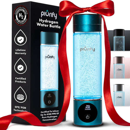 Hydrogen Water Bottle Generator - Up to 4100+ PPB Concentration - SPE/PEM Technology - Certified H2 Generator - Portable Athletic Performance & Hydration System - 6-Hour Hydrogen Retention
