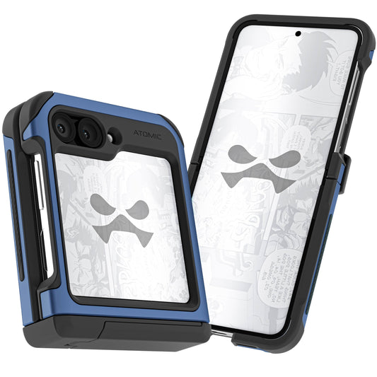 Ghostek Atomic Slim Galaxy Z Flip 6 Case with Built-in Kickstand, Clear Back and Aluminum Metal Bumper Premium Protective Phone Cover Designed for 2024 Samsung Galaxy Z Flip6 (6.7") (Blue)