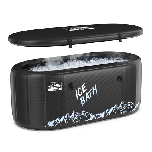 Keystone Peak Inflatable Cold Plunge Compatible with Water Chiller | Portable Ice Bath Tub for Athletes XXL | Inlet and Outlet Connections | Insulated Thermal Lid Hot Cold | 120 Gallons
