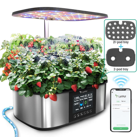 LetPot LPH-Max Hydroponics Growing System Kit, 21 Pods APP & WiFi Automatic Controlled Smart Indoor Garden with 36W LED Grow Light, Auto Drip Irrigation Kits, Self-Managed Nurturing & Watering