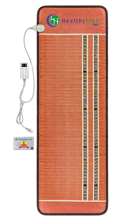 HealthyLine TAO Far Infrared Heating Pad - Natural Crystal Gemstones Mat for Back Pain - Full Body Auto Shut Off- Rejuvenating Negative Ions Therapy - 72" x 24"