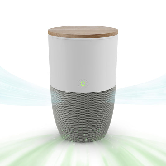 Dupray Bloom™ Air Purifier for Large Rooms with Planter or Custom Accent Table Design | For Home, Bedroom, Office, Dust, Pets | H13 HEPA Air Filtration (Accent Table - Walnut, Cloudy Gray)