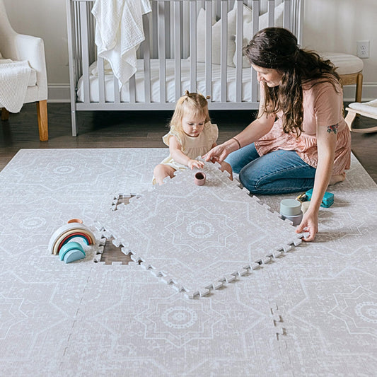 Little Landings Baby Play Mats for Floor - Layla (4x6ft) - Premium EVA Foam Play Mat for Babies & Toddlers - Perfect for Tummy Time, Crawling, Playroom - Stylish & Comfortable Kids Play Mat