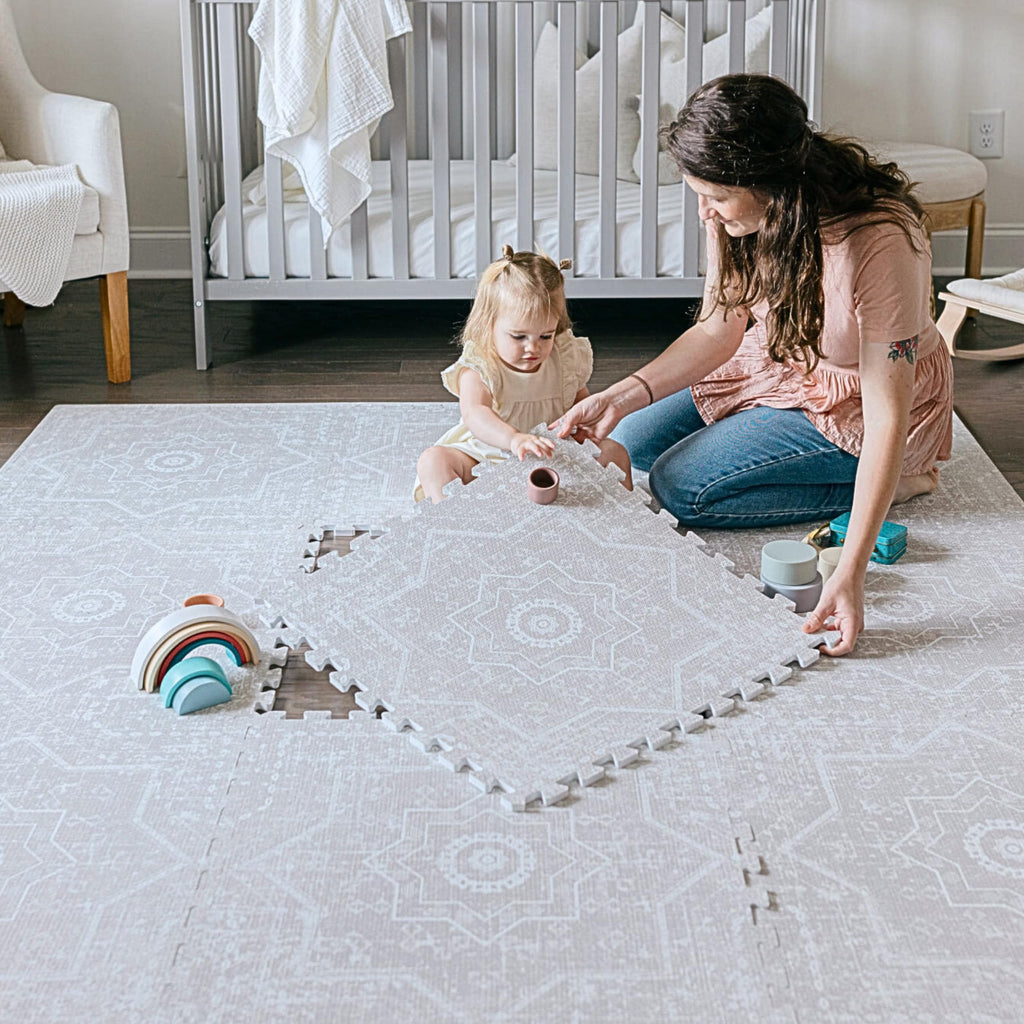 Little Landings Baby Play Mats for Floor - Layla (4x6ft) - Premium EVA Foam Play Mat for Babies & Toddlers - Perfect for Tummy Time, Crawling, Playroom - Stylish & Comfortable Kids Play Mat