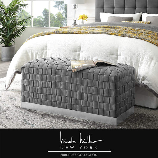 Satine Grey/Chrome Velvet Bench