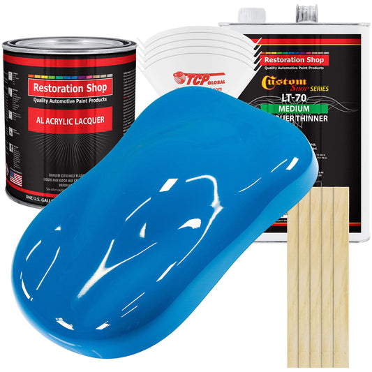 Restoration Shop - Speed Blue Acrylic Lacquer Auto Paint - Complete Gallon Paint Kit with Medium Thinner - Professional Gloss Automotive, Car, Truck, Guitar & Furniture Refinish Coating
